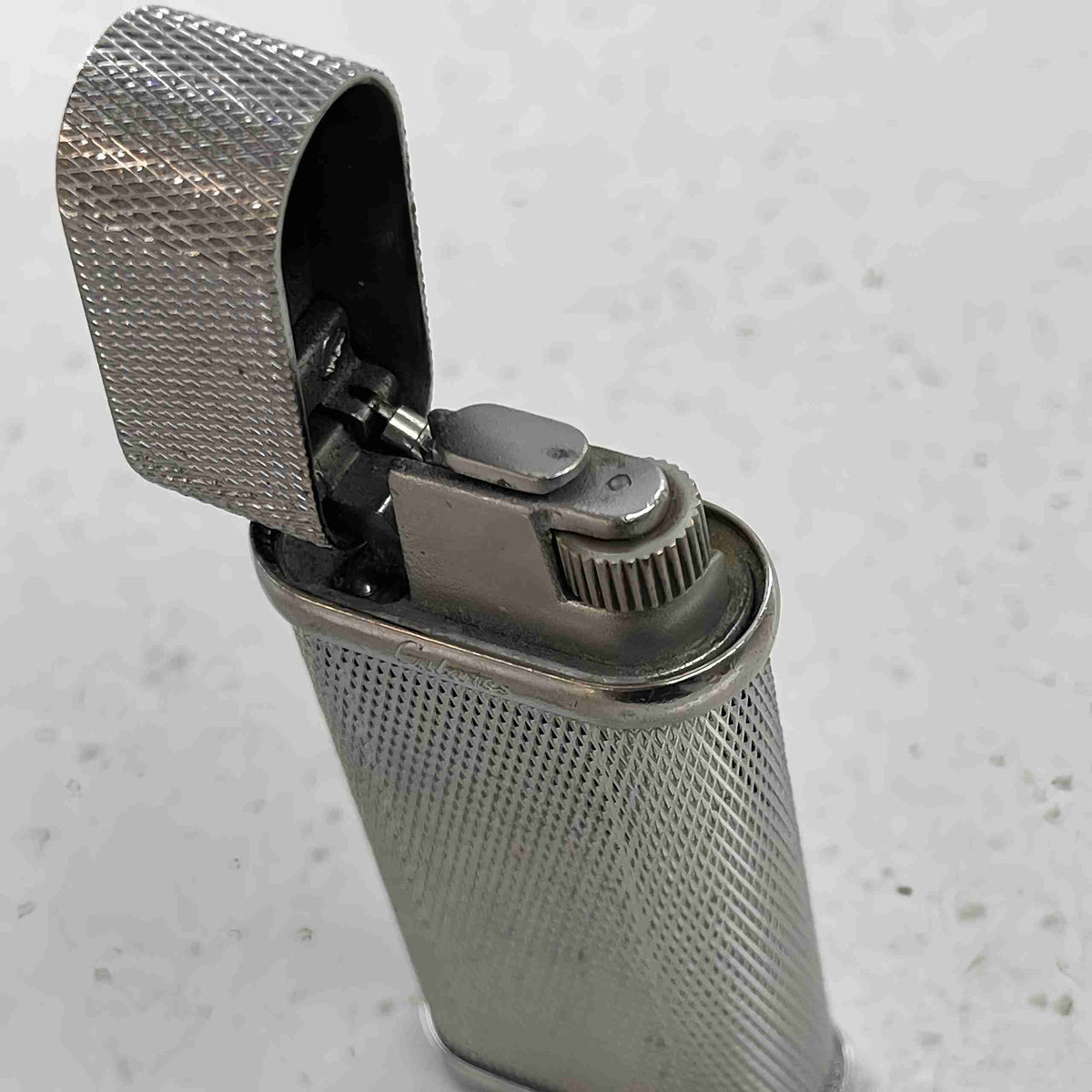 Antique Cartier Lighter - Oval Clous De Paris Silver