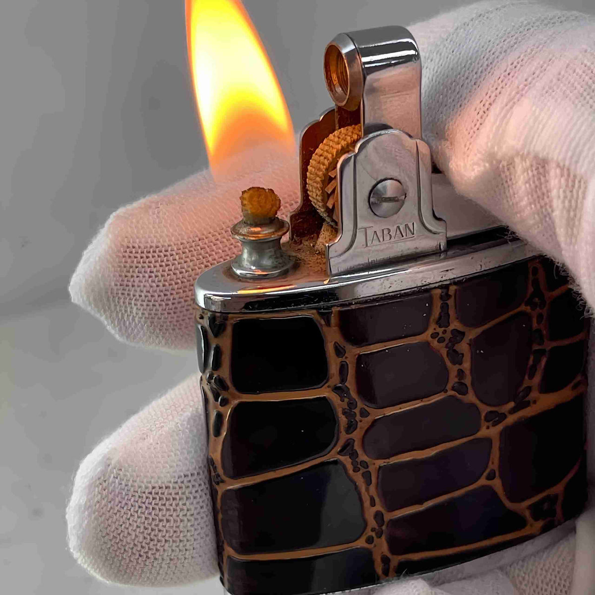 Antique Taban Lighter - Genuine 1950s Leather Wrapped
