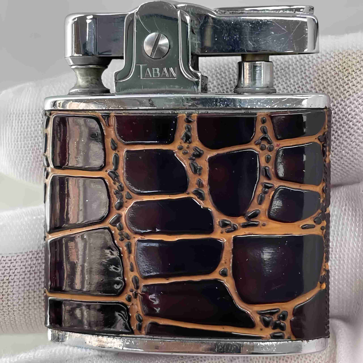 Antique Taban Lighter - Genuine 1950s Leather Wrapped