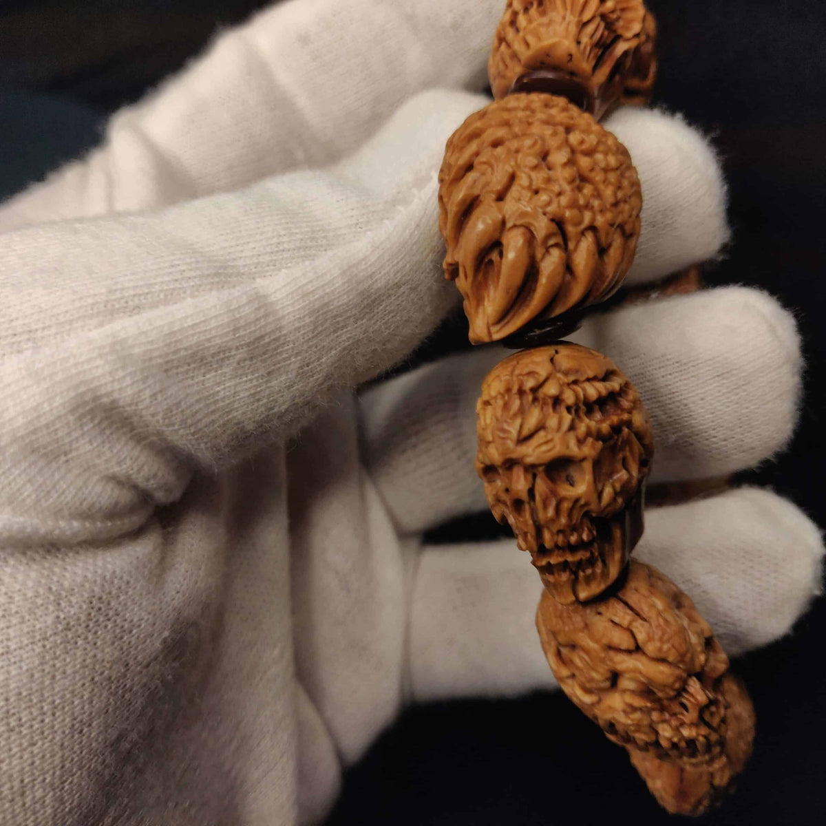 Splatterpunk Skull Bracelet - Hand-Carved Fangs Series