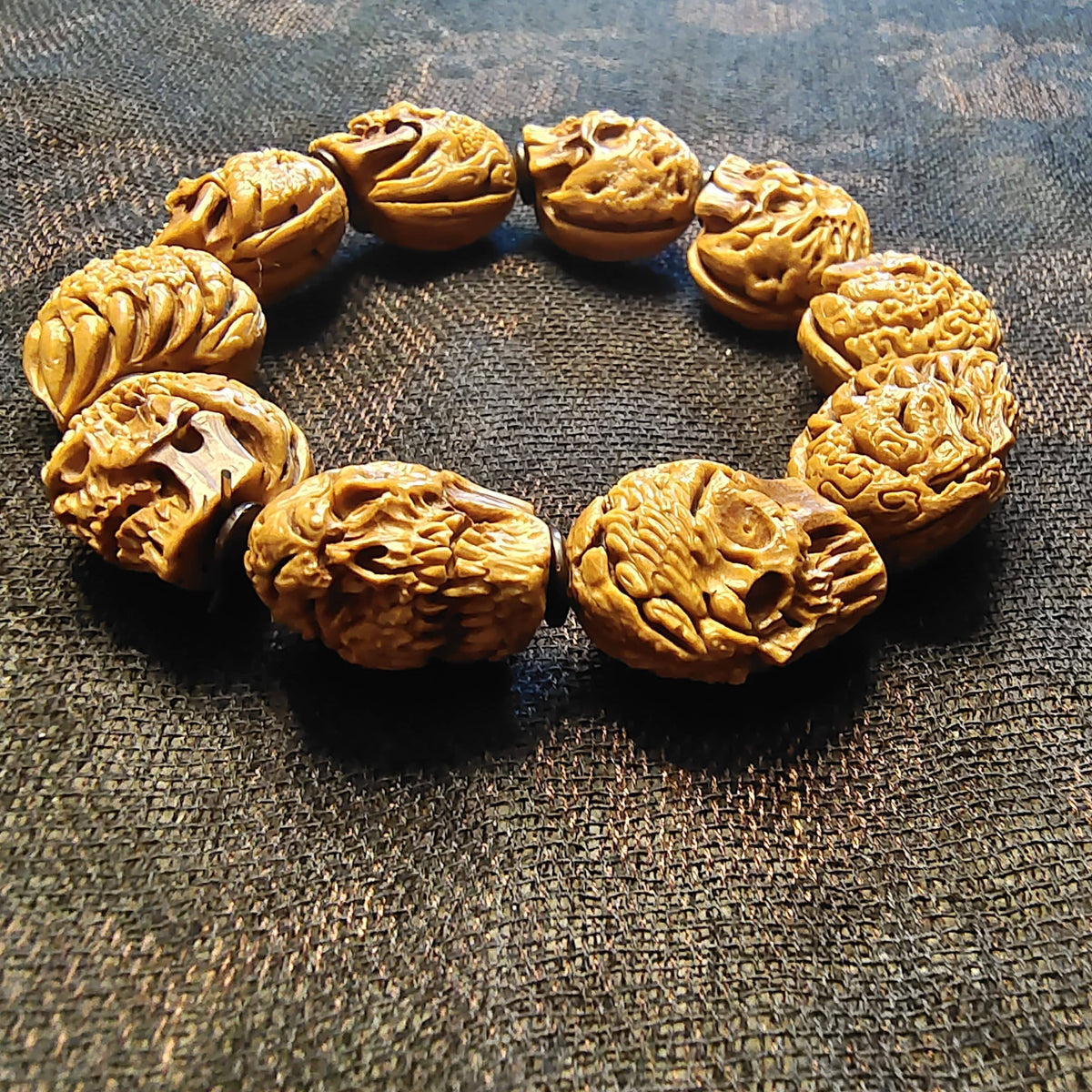 Splatterpunk Skull Bracelet - Hand-Carved Fangs Series